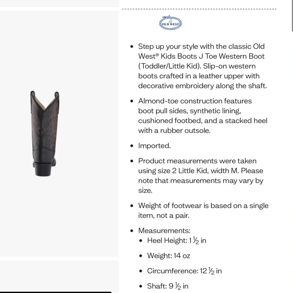 Old West kids boots - Picture 2 of 2